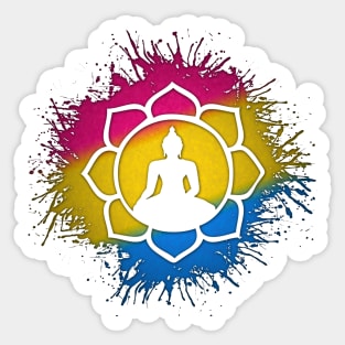 Paint Splatter Pansexual Pride Lotus Symbol Sticker